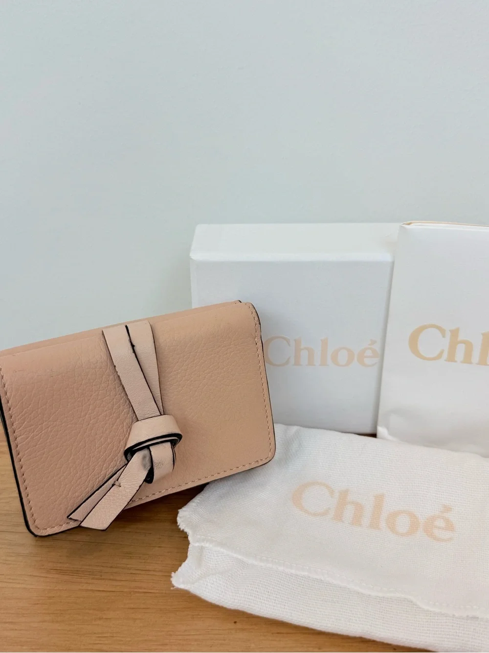 Chloé Blush Leather Knot Wallet